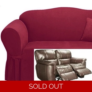 Dual Reclining LOVESEAT Slipcover Suede Burgundy Sure Fit 2-Seater
